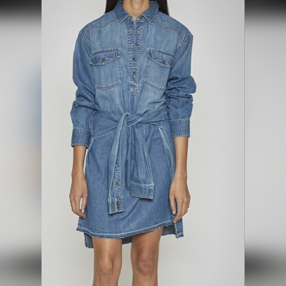 Current/Elliott Blue Denim Shirt Dress
